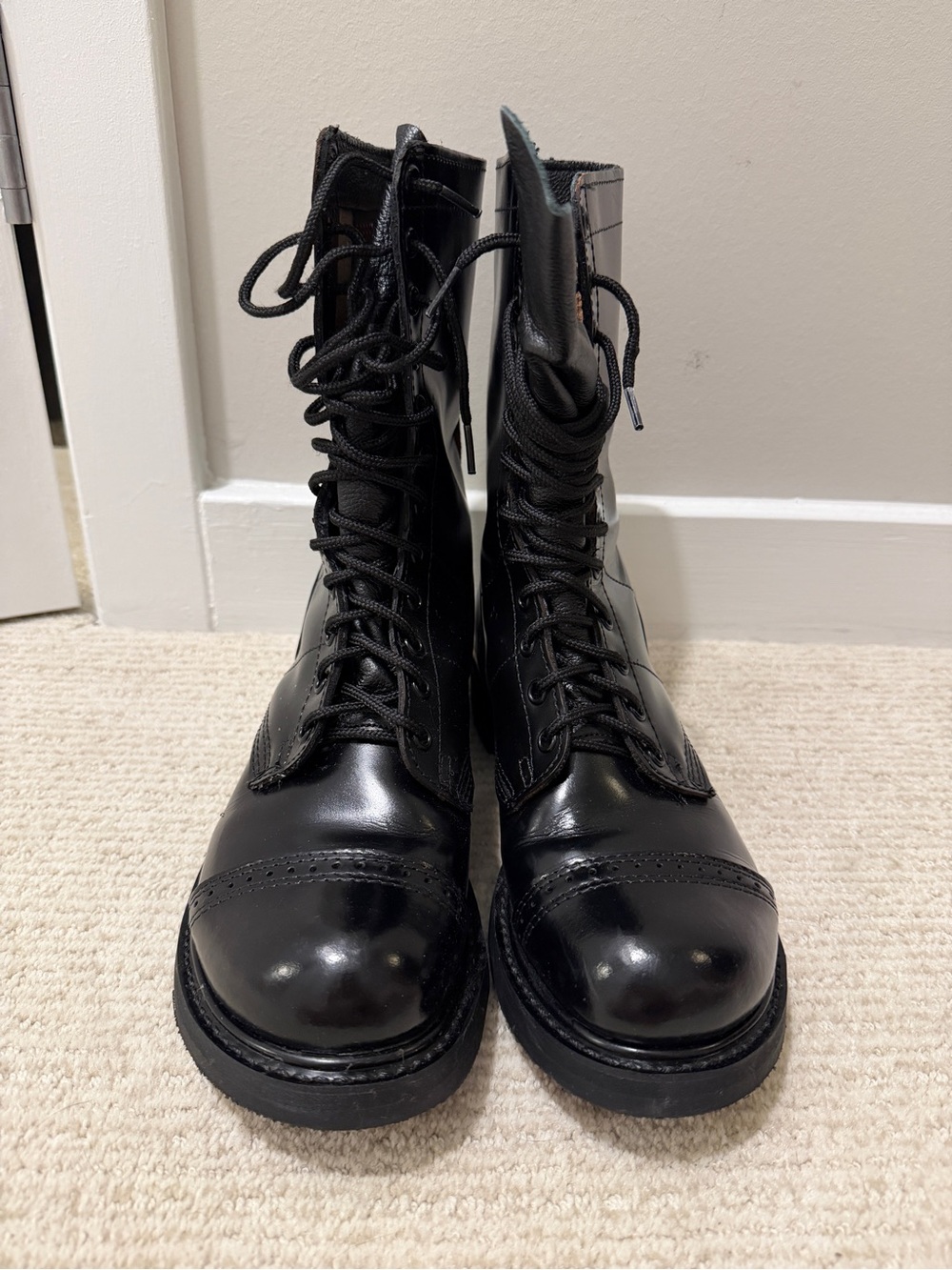 Corcoran Black Leather Army Jump Boots